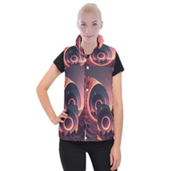 Ai Generated Swirl Space Design Fractal Light 3d Art Women s Button Up Vest by Ravend