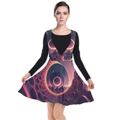 Ai Generated Swirl Space Design Fractal Light 3d Art Plunge Pinafore Dress by Ravend