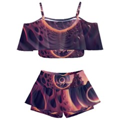 Ai Generated Swirl Space Design Fractal Light 3d Art Kids  Off Shoulder Skirt Bikini by Ravend