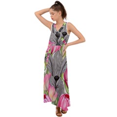 Budding And Captivating V-neck Chiffon Maxi Dress by GardenOfOphir