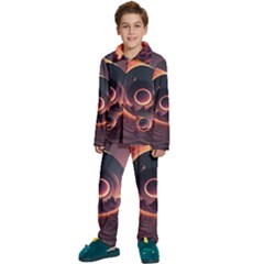 Ai Generated Swirl Space Design Fractal Light 3d Art Kids  Long Sleeve Velvet Pajamas Set by Ravend