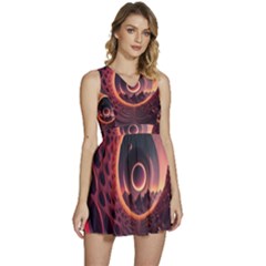 Ai Generated Swirl Space Design Fractal Light 3d Art Sleeveless High Waist Mini Dress