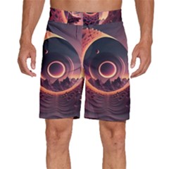 Ai Generated Swirl Space Design Fractal Light 3d Art Men s Beach Shorts by Ravend