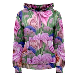 Broken And Budding Watercolor Flowers Women s Pullover Hoodie by GardenOfOphir