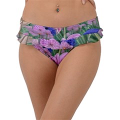 Broken And Budding Watercolor Flowers Frill Bikini Bottoms by GardenOfOphir