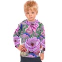 Broken And Budding Watercolor Flowers Kids  Hooded Pullover View1