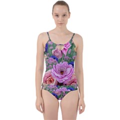 Broken And Budding Watercolor Flowers Cut Out Top Tankini Set by GardenOfOphir