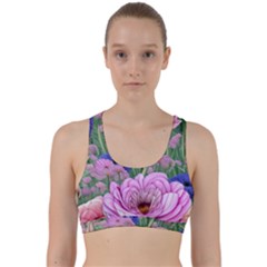 Broken And Budding Watercolor Flowers Back Weave Sports Bra by GardenOfOphir