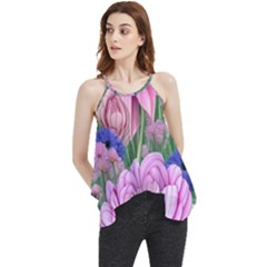 Broken And Budding Watercolor Flowers Flowy Camisole Tank Top by GardenOfOphir