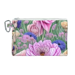 Broken And Budding Watercolor Flowers Canvas Cosmetic Bag (large) by GardenOfOphir