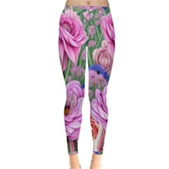 Broken And Budding Watercolor Flowers Inside Out Leggings by GardenOfOphir