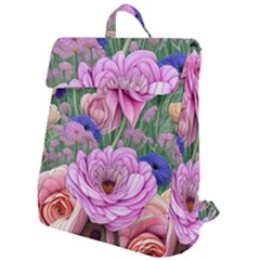 Broken And Budding Watercolor Flowers Flap Top Backpack by GardenOfOphir