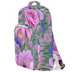 Broken And Budding Watercolor Flowers Double Compartment Backpack