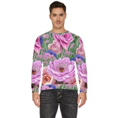 Broken And Budding Watercolor Flowers Men s Fleece Sweatshirt by GardenOfOphir