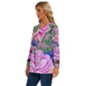 Broken And Budding Watercolor Flowers Long Sleeve Drawstring Hooded Top View2