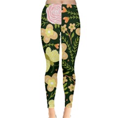 Flowers Rose Blossom Pattern Creative Motif Leggings  by Ravend