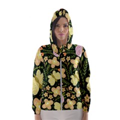 Flowers Rose Blossom Pattern Creative Motif Women s Hooded Windbreaker by Ravend