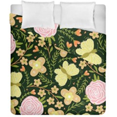 Flowers Rose Blossom Pattern Creative Motif Duvet Cover Double Side (california King Size) by Ravend