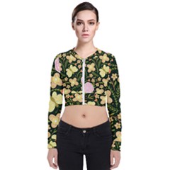 Flowers Rose Blossom Pattern Creative Motif Long Sleeve Zip Up Bomber Jacket by Ravend