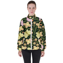 Flowers Rose Blossom Pattern Creative Motif Women s High Neck Windbreaker by Ravend