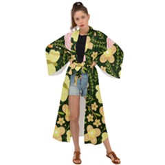 Flowers Rose Blossom Pattern Creative Motif Maxi Kimono by Ravend