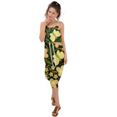 Flowers Rose Blossom Pattern Creative Motif Waist Tie Cover Up Chiffon Dress by Ravend