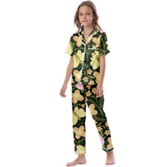 Flowers Rose Blossom Pattern Creative Motif Kids  Satin Short Sleeve Pajamas Set by Ravend