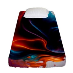 Ai Generated Swirl Splash Blaze Design Art Fitted Sheet (single Size) by Ravend