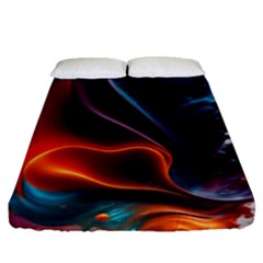 Ai Generated Swirl Splash Blaze Design Art Fitted Sheet (queen Size) by Ravend