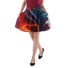 Ai Generated Swirl Splash Blaze Design Art A-line Pocket Skirt by Ravend