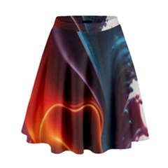 Ai Generated Swirl Splash Blaze Design Art High Waist Skirt by Ravend