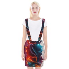 Ai Generated Swirl Splash Blaze Design Art Braces Suspender Skirt by Ravend