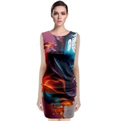 Ai Generated Swirl Splash Blaze Design Art Sleeveless Velvet Midi Dress by Ravend