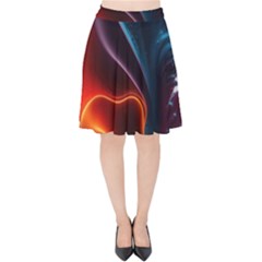 Ai Generated Swirl Splash Blaze Design Art Velvet High Waist Skirt by Ravend