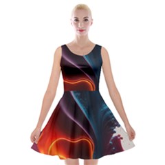 Ai Generated Swirl Splash Blaze Design Art Velvet Skater Dress by Ravend