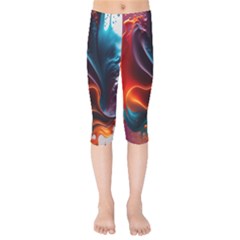 Ai Generated Swirl Splash Blaze Design Art Kids  Capri Leggings  by Ravend