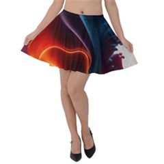 Ai Generated Swirl Splash Blaze Design Art Velvet Skater Skirt by Ravend