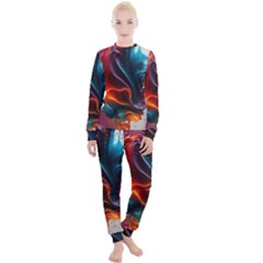 Ai Generated Swirl Splash Blaze Design Art Women s Lounge Set by Ravend