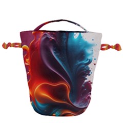 Ai Generated Swirl Splash Blaze Design Art Drawstring Bucket Bag by Ravend