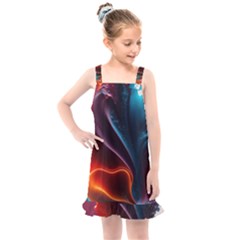 Ai Generated Swirl Splash Blaze Design Art Kids  Overall Dress by Ravend