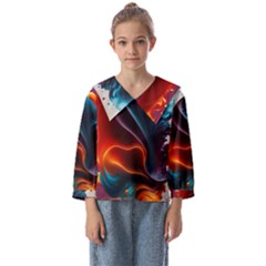 Ai Generated Swirl Splash Blaze Design Art Kids  Sailor Shirt by Ravend