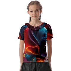 Ai Generated Swirl Splash Blaze Design Art Kids  Frill Chiffon Blouse by Ravend