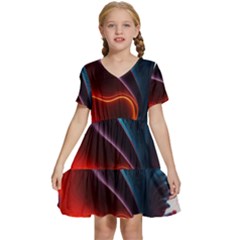 Ai Generated Swirl Splash Blaze Design Art Kids  Short Sleeve Tiered Mini Dress by Ravend