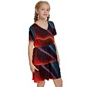 Ai Generated Swirl Splash Blaze Design Art Kids  Short Sleeve Tiered Mini Dress View3