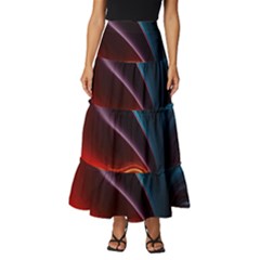 Ai Generated Swirl Splash Blaze Design Art Tiered Ruffle Maxi Skirt by Ravend