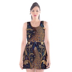 Peacock Plumage Bird Decorative Pattern Graceful Scoop Neck Skater Dress by Ravend