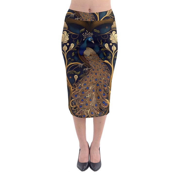 Peacock Plumage Bird Decorative Pattern Graceful Midi Pencil Skirt