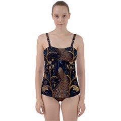 Peacock Plumage Bird Decorative Pattern Graceful Twist Front Tankini Set by Ravend