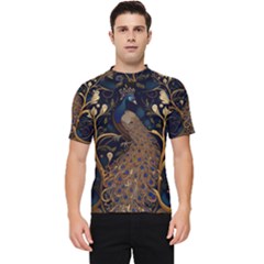 Peacock Plumage Bird Decorative Pattern Graceful Men s Short Sleeve Rash Guard by Ravend