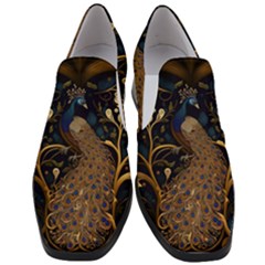 Peacock Plumage Bird Decorative Pattern Graceful Women Slip On Heel Loafers by Ravend